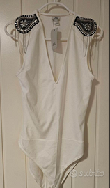 Body bianco River Island con spalle gioiello e det