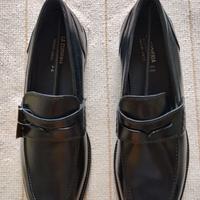 Mocassini blu navy in pelle