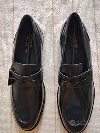 Mocassini blu navy in pelle