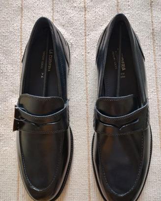 Mocassini blu navy in pelle