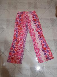 pantalone donna gamba larga fiorato 