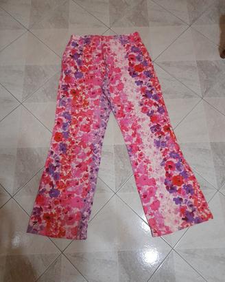 pantalone donna gamba larga fiorato 