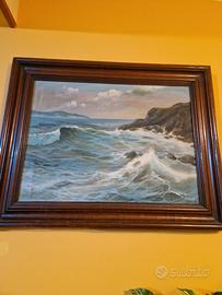 Quadri Giuseppe Caselli marina, olio su tela