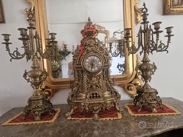 trittico orologio in ottone 