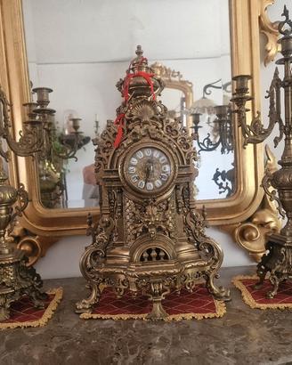 trittico orologio in ottone 
