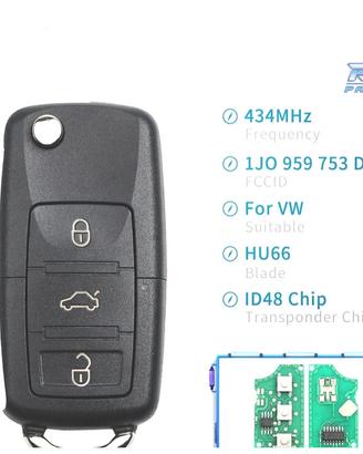 CHIAVE COMPLETA SEAT VOLKSWAGEN VW SKODA VARI MODE