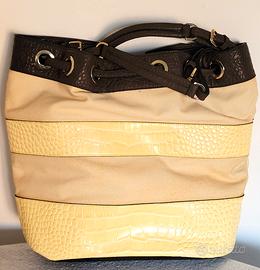 Secchiello Marella in tessuto Canvas panna/marrone