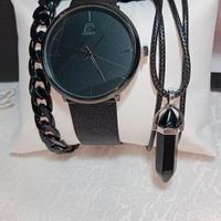 Orologio+ Bracciale+ Collana, Metal Black🌑