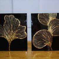 Coppia di Quadri Moderni Nero e Oro 