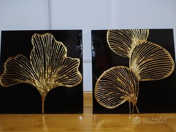 Coppia di Quadri Moderni Nero e Oro 