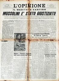 Giornale del 30 aprile 1945 morte Mussolini