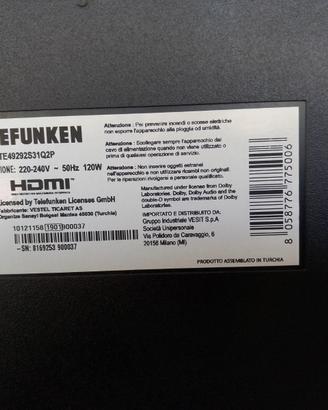Schede Smart tv Telefunken + telecomando