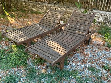 2 sedie sdraio in legno