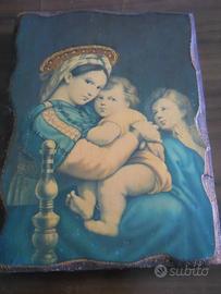 Riproduzione tavoletta legno Raffaello Madonna