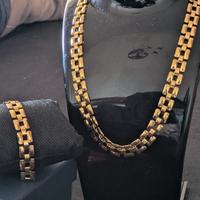 parure di gioielli in acciaio placcato oro 
