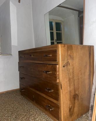 cassettiera in legno massiccio noce