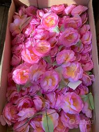 Fiori tessuto bomboniera camelia rosa bomboniera