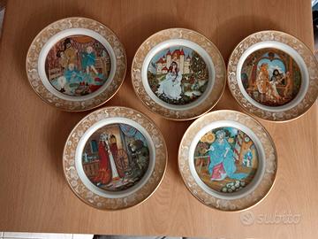 5 PIATTI DA COLLEZIONE FIABE DEI FRATELLI GRIMM