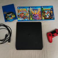PS4 Slim + Controller Rosso ORIGINALE + 4 Giochi