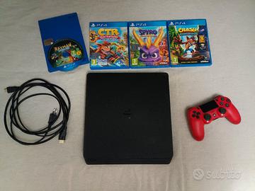 PS4 Slim + Controller Rosso ORIGINALE + 4 Giochi