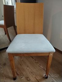 4 sedie in legno ed alcantara