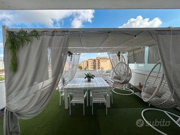 GAZEBO BIANCO 4X3 CON TAVOLO 160X160 E SEDIE