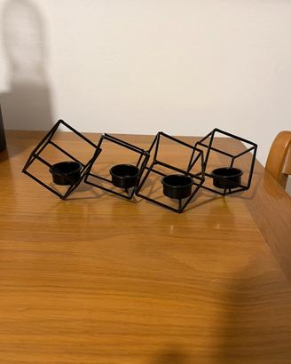 Portacandele geometrico a 4 cubi in metallo nero