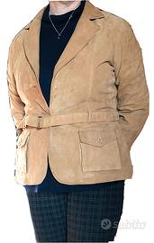 Giacca scamosciata vera pelle beige