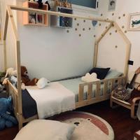 Letto a casetta singolo artigianale