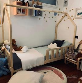 Letto a casetta singolo artigianale