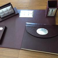 Set da scrivania pelle e argento