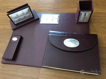 Set da scrivania pelle e argento