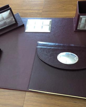 Set da scrivania pelle e argento