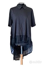 Donna tg. S Camicione asimmetrico nero "Berna"