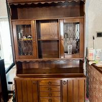 Credenza Rustica con Vetrina in Legno Massello