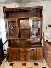 Credenza Rustica con Vetrina in Legno Massello