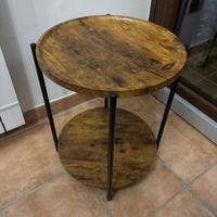 Tavolino Industrial rotondo con doppio ripiano