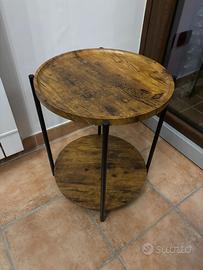 Tavolino Industrial rotondo con doppio ripiano