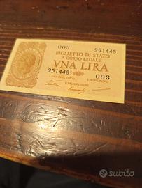 banconota 1 lira Luogotenenza anno 1944