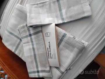 lenzuolo NUOVO in flanella 100% cotone + federe