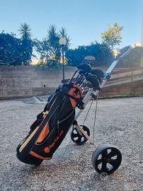 Set golf junior Tiger Cub: Carrello, 9 ferri + pal