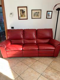 DIVANO 3 POSTI IN VERA PELLE CON 2 RECLINER-NUOVO