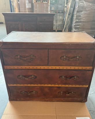 Cassettiera vintage stile valigia in pelle