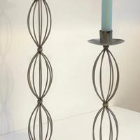 Portacandele geometrici in metallo in grigio patin