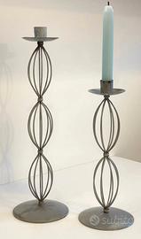 Portacandele geometrici in metallo in grigio patin