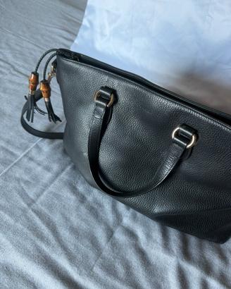 Borsa tote Gucci bamboo pelle testa di moro