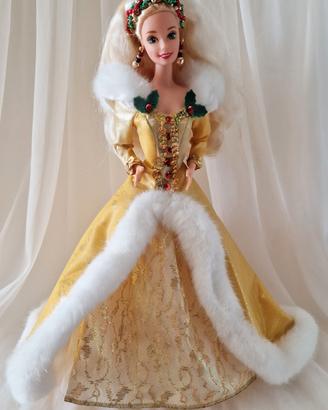 Barbie Happy Holidays Gold and White