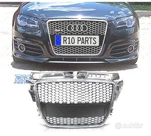 GRIGLIA AUDI A3 8P 8PA 08-12 LOOK RS CROMATO NERO