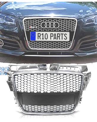 GRIGLIA AUDI A3 8P 8PA 08-12 LOOK RS CROMATO NERO