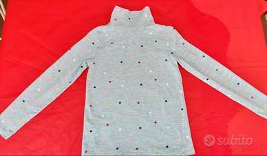 Maglietta collo alto, cotone, grigio +stelle 6/8an